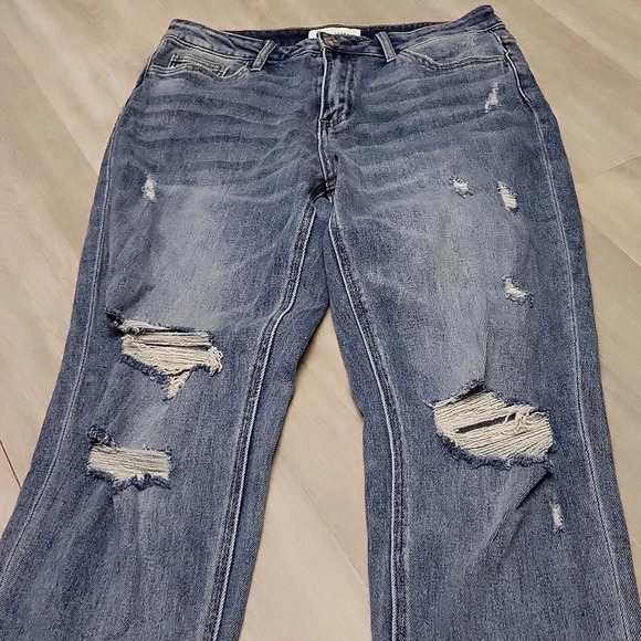 Vervet Distressed Medium Wash Straight Leg 5 Pocket Blue Jeans Womens‎ Size 29 - Picture 3 of 11